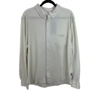 Kenneth Cole The Long Sleeve Knit Pique Shirt Men's Large Soft Cream Color NWT