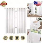 Versatile Light-Filtering 52'' x 72'' White Curtains - Easy Hang Grommet Design