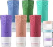 Cosmetic Travel Containers, Leakproof Silicone Travel Bottles Set, TSA Approved Travel Size Cosmetic Toiletries Containers Accessories Set for Shampoo Conditioner Facial Cleanser Cream