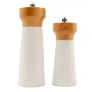 Salt and Pepper Grinders White Salt Shaker Wooden Pepper Salt Lighthouse(5"+6")