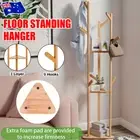 3 Tier Garment Clothes Coat Rack Stand Wooden Tree Hanger Bag Hat Hooks Holder