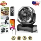 20000mAh Rechargeable Camping Fan with Light & Remote Control - 60 Hrs Cordless