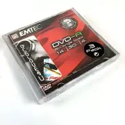 NEW 3 Pack Emtec Handycam DVD-R Mini Discs 1.4GB 30 Min Single Sided