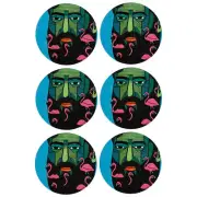 6x Mulga Artist 10.5cm Round Ceramic Cup Coaster Flamingo Man Maxwell & Williams