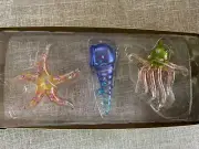Vintage Lot of 3 Glass Sea Animals Ornament Sea Start Octopus Shell