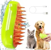 Cat Steam Brush, New 3 in1 Steamy Pet Hair Brush Cleanser Vapor for Dogs, Cat Mist Brush, Cat Bath Brush with Steamer Water, Steaming Grooming Pet Brush for Shedding, Pet Cat Spray Comb with Steam-Green