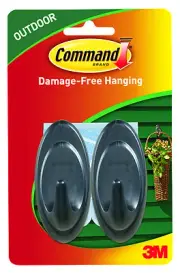 Command 17086S-AWES Terrace Hook, Foam Strip, Slate, 2-Pk. - Quantity 4