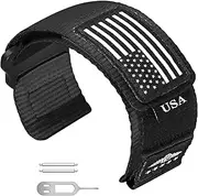 Abanen Rugged Tactical Nylon Watch Band for Garmin Instinct/Instinct 2 Solar, 22mm Sport Strap with Stars-Stripes Flag for Instinct Tactical/Tide/Esports/Instinct Solar