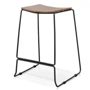 Apollo Bar Stool With Walnut Timber Seat - Black Frame