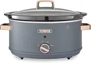 [Tower] T16043GRY Cavaletto 6.5 Litre Slow Cooker with 3 Heat Settings, Cool Touch Handles, Grey and Rose Gold