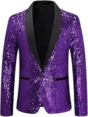 [Generic] Men Slim Fit Suit Jackets Formal Dress Blazers for Dance Party Prom Male Fashion Sequins Jacket