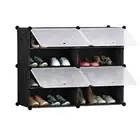 4-Tier Stackable Shoe Rack Storage Organiser Stand Cabinet Shelf Cupboard Black