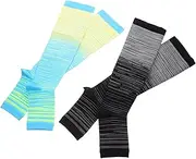 IWOWHERO 2 Pairs Women's Sports Compression Socks Thigh High Black Socks Open Toes Relief Leg Fatigue Breathable Plus Size Xl