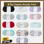 100g Knitting Yarn 8Ply Super Soft Acrylic Wool Multi Colour Craft Polyester
