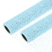 180"L x 19.7"W Jacquard Net Mesh, 2Rolls Openwork Floral Mesh Paper, Light Blue