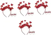 [SUPVOX] Love Sequin Headband Trumpet Bookmarks Stand Wedding Headwear Prop Decorations Friendship Brooches Pop Headband Accessories Brooches Glitter Heart Headband Red Plastic