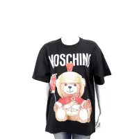 在飛比找Yahoo奇摩購物中心優惠-MOSCHINO 羅馬戰士泰迪熊黑色寬鬆版棉質T恤(男/女可