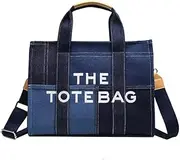 [Rysmoclr] Tote Bag for Women Denim Tote Bag Denim Bag Women's Traveler Tote Patchwork Design Tote Bag