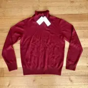 Uniqlo Red 100% Cashmere Turtleneck Long Sleeve Knit Jumper, Size XS - NWT