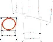 Beginner Dog Agility Training Set: Hoop Jump, Weave Poles, Bar Jump