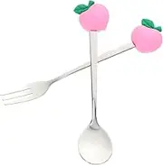 Amosfun Pcs Fruit Shaped Fork Spoon Set Stainless Steel Tableware Eating Accessories Chic Lovely