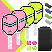 BAIWU Pickleball Set with 4 Premium Wood Paddles, 4 Cooling Towels, 4 Balls & Carry Bag for Beginners & Pros