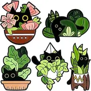 [GDERFANEY] Cat Enamel Pins Set,Funny Brooch Pins for Backpack Jacket Clothes,Cartoon Lapel Badges,Button Aesthetic Pins Bulk