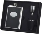 New Visol "Tux" Leather Flask Gift Set , 6-Ounce, Black