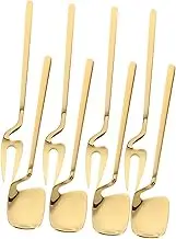 KOCKSHION 1 Set Elegant Stainless Steel Set Set with Dessert Spoons and Fruit Picks for Appetizers Cakes and Stirring for Family Gatherings and Special Occasions