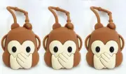 3 Bath & Body Works MONKEY EMOJI Mouth Pocketback Holder Sanitier Carry Case
