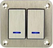 X AUTOHAUX 2 Gang Rocker Switch Panel 3 Pin on Off Pre-Wired Toggle Switch Control Waterproof Aluminum Alloy Blue LED Light Push Button for 12V 24V Gold Tone