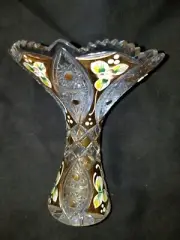 BOHEMIA GOLD ENAMEL HAND CUT 24% LEAD CRYSTAL VASE