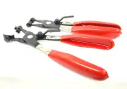 2pc Hose Clamp Pliers Tool Ratchet Locking Flat Band Ring Spring Type Swivel
