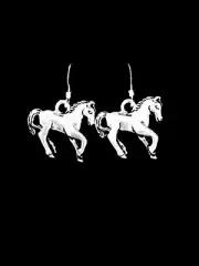 Horse Dangle Charm Earrings, Sterling Silver French Hook Ear Wire, Animal Rodeo