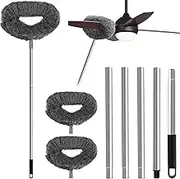 Ceiling Fan Cleaner Duster with 2 Detachable Dusting Head Ceiling Fan Blade Cleaner with Extension Pole Adjusts 12.9 to 60inch Ceiling Fan Cleaner for Cleaning