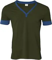 [VgueElegc] Mens V-Neck Knit Baggy Tee Gym Workout Slim Fitted T Shirts Regular Fit Casual T Shirt Tops for Men, Green, Small