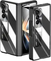 [LEIAU] for Samsung Galaxy z-Fold-5 Case: Transparent Electroplating Phone Case with Full Cover Hinge Protection, Clear Case with Screen Protector & Magnetic Kickstand for Galaxy Z Fold 5 5G