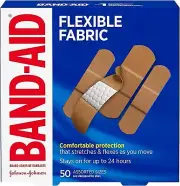 Band-Aid Flexible Fabric, Assorted Adhesive Bandages Family Pack, 50 Count
