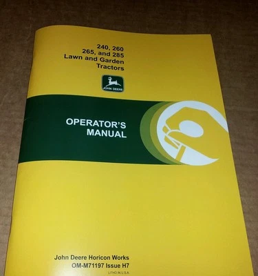 NEW JOHN DEERE 240 260 265 285 OPERATORS MANUAL LAWN MOWER GARDEN TRACTOR
