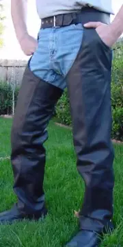 HEAVY LINED NAKED LEATHER MOTORCYCLE BIKER CHAPS NEW