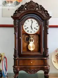 在飛比找Yahoo!奇摩拍賣優惠-北極星老式發條機械報時座鐘中式古典客廳擺鐘仿古高端簡約座鐘