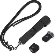 Flymile Pocket 3 Silicone Cover & Neck Lanyard, Protective Sleeve Case Lens Protector Scratch-Resistant Adjustable Easy Carry Crossbody Strap for DJI OSMO Pocket 3 Creator Combo Accessories(Black)