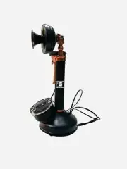 Vintage Antique Candlestick Rotary Dial Phone Copper Finish Home Decor Telephone