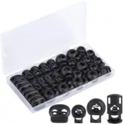 32PCS Professional Cord Lock, 4 Sizes DIY Plastic Spring Toggle Stopper, Lanyard