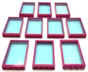 Lego 10 New Magenta Door Frame 1 x 4 x 6 with Trans-Light Blue Windows