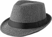 [JunHa] Fedora Hat for Men,Unisex Classic Trilby Fedora Hat,Classic Hat Gray