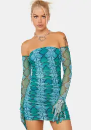 [AFRM] Teal Snake Danni Mini Dress