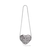 BALENCIAGA Le Cagole Heart Mini $1790 Silver Metallized Silver Shoulder Bag New