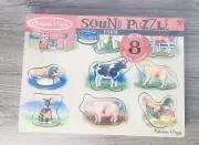 Melissa And Doug Farm Animals Wooden Peg Sound Puzzle Cow Pig Horse NEW