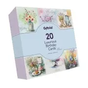Cards Multipack - Assorted Watercolor Pastel Cards - 20 Pack of Luxury Birthday